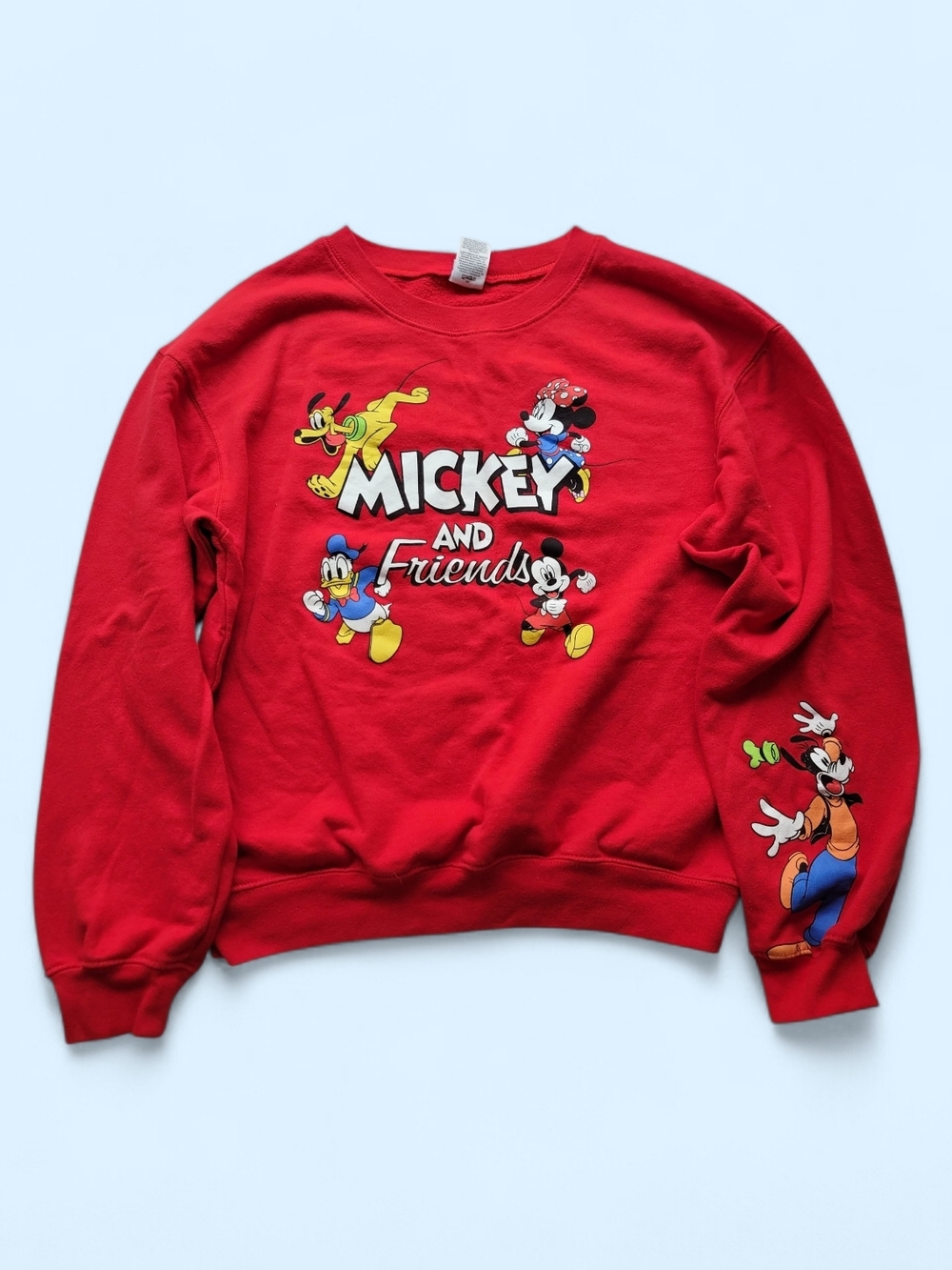 Disney Mickey and Friends‎ Red Pullover Graphic Sweatshirt Crewneck Goofy Minnie
